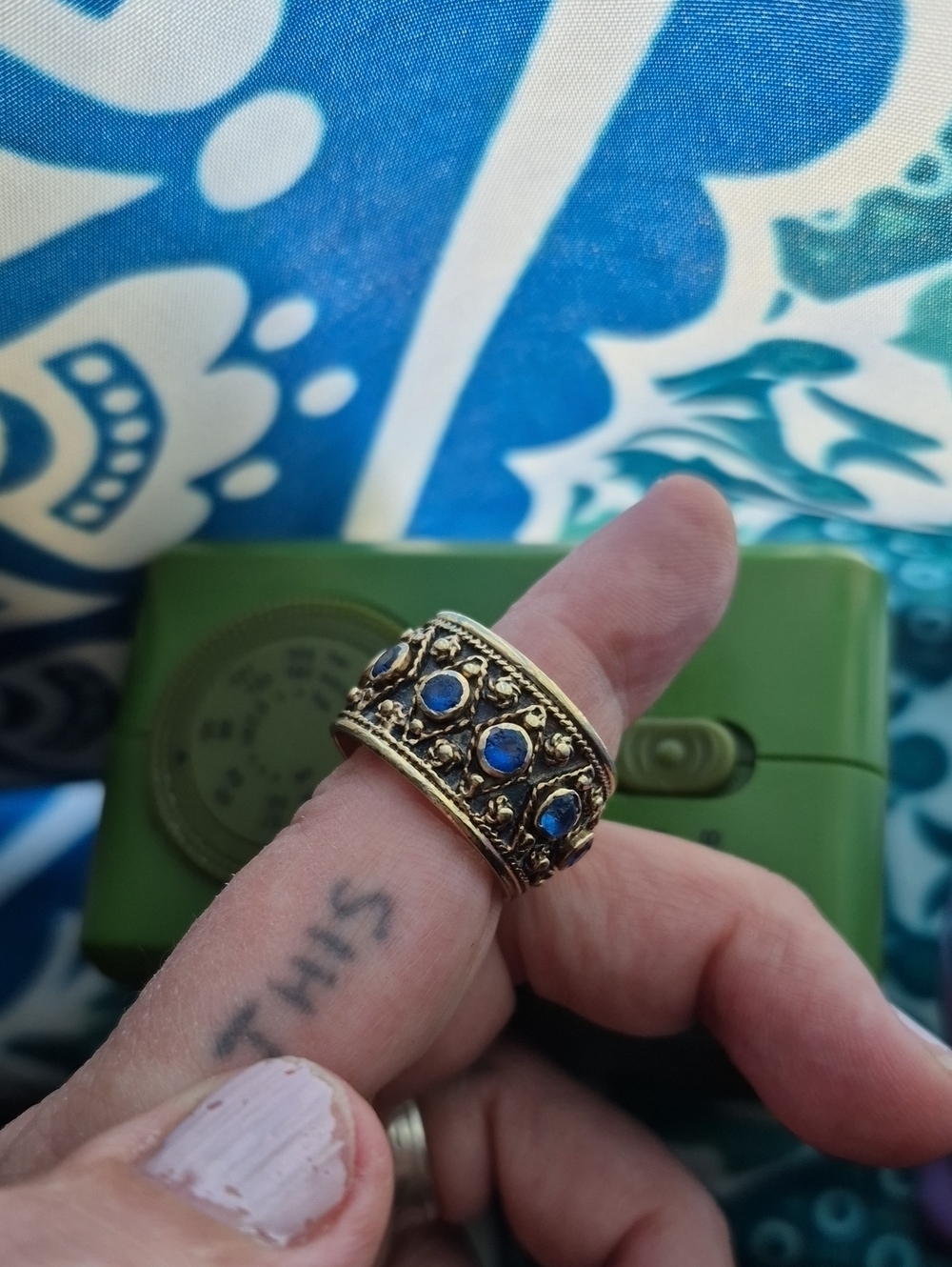 🌙Vintage 14k Yellow Gold Etruscan Revival Granulation Cigar Band Ring 11g Sz 7 - Picture 4 of 7